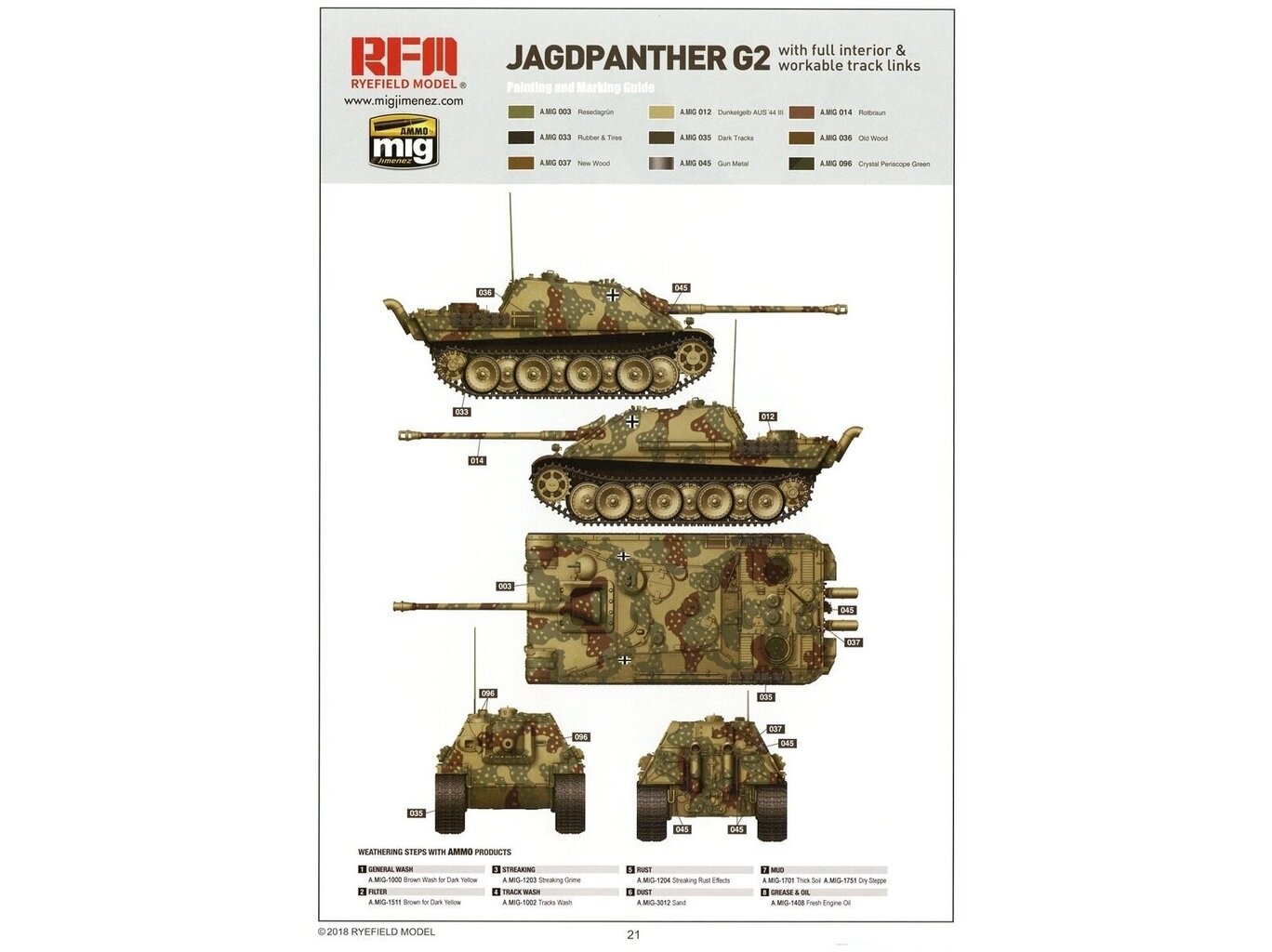 Rye Field Model - Jagdpanther G2 with Full Interior and Workable Track Links, 1/35, RFM-5022 hind ja info | Klotsid ja konstruktorid | kaup24.ee