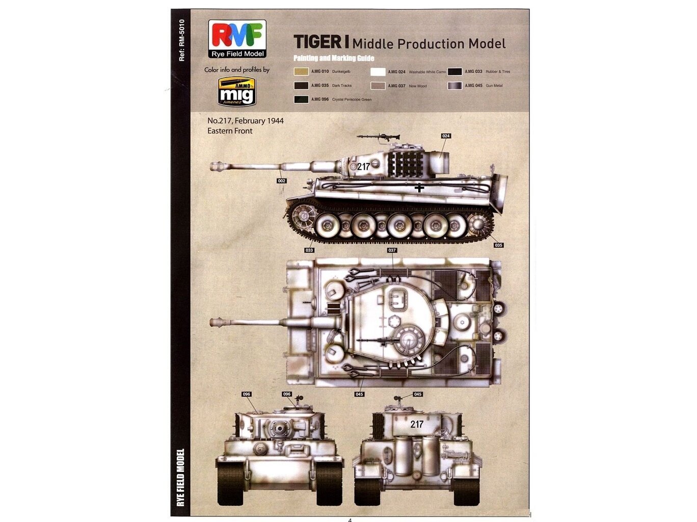 Rye Field Model - Sd.Kfz. 181 Pz.kpfw.VI Ausf. E Tiger I Middle Production W/ Full Interior, 1/35, RFM-5010 цена и информация | Klotsid ja konstruktorid | kaup24.ee