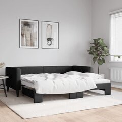 vidaXL diivanvoodi väljatõmmatava osaga, must, 90x200 cm, kangas цена и информация | Кровати | kaup24.ee