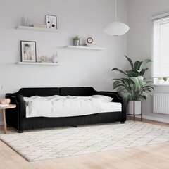 vidaXL diivanvoodi madratsiga, must, 90x200 cm, kangas hind ja info | Voodid | kaup24.ee