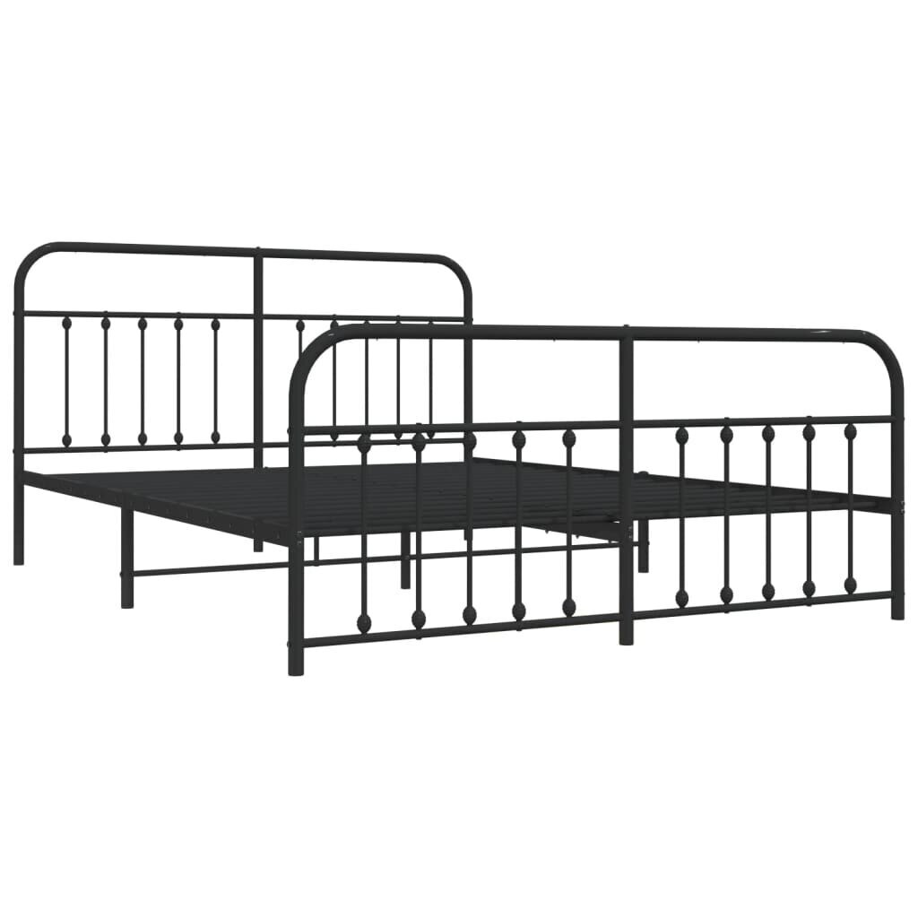 vidaXL metallist voodiraam peatsi ja jalutsiga, must, 183x213 cm цена и информация | Voodid | kaup24.ee