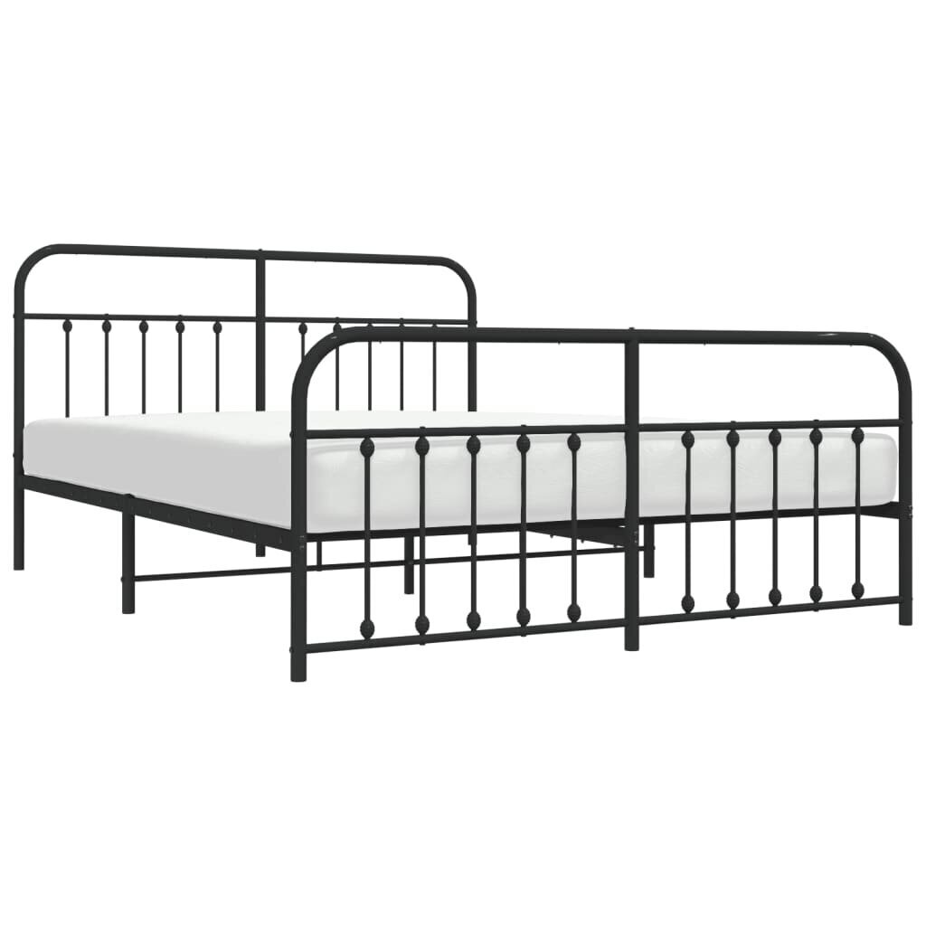 vidaXL metallist voodiraam peatsi ja jalutsiga, must, 183x213 cm цена и информация | Voodid | kaup24.ee