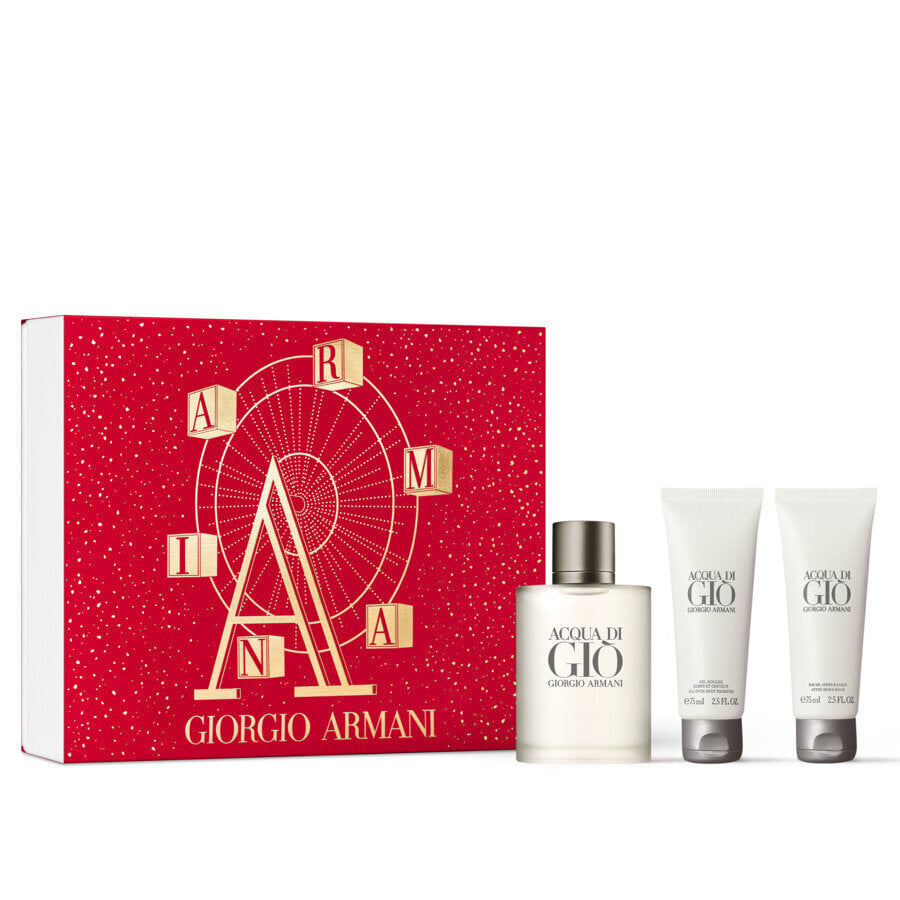 Kosmeetikakomplekt Giorgio Armani Acqua meestele: tualettvesi EDT, 100 ml + dušigeel, 75 ml + habemeajamisjärgne palsam, 75 ml цена и информация | Dušigeelid, õlid | kaup24.ee