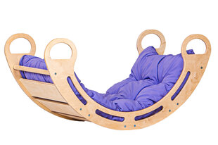Puidust kiiktool, rocker Montessori puidust vineer + padi rokkarile Värv violetne 85 cm hind ja info | Arendavad mänguasjad | kaup24.ee