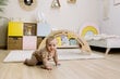 Puidust kiiktool, rocker Montessori puidust vineer + padi rokkarile Värv kollane 100 cm hind ja info | Arendavad mänguasjad | kaup24.ee