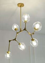 HANGING LAMP TWIG L 160X46CM GLASS ALUMINIUM STEEL GOLD, TRANSPARENT SHADE hind ja info | Rippvalgustid | kaup24.ee