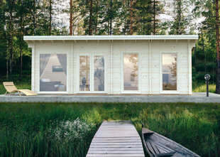 Aiamaja-saun Heidy 22,5 m² 70 mm freespalgist ja 3 ruumiga цена и информация | Садовые сараи, дровницы | kaup24.ee