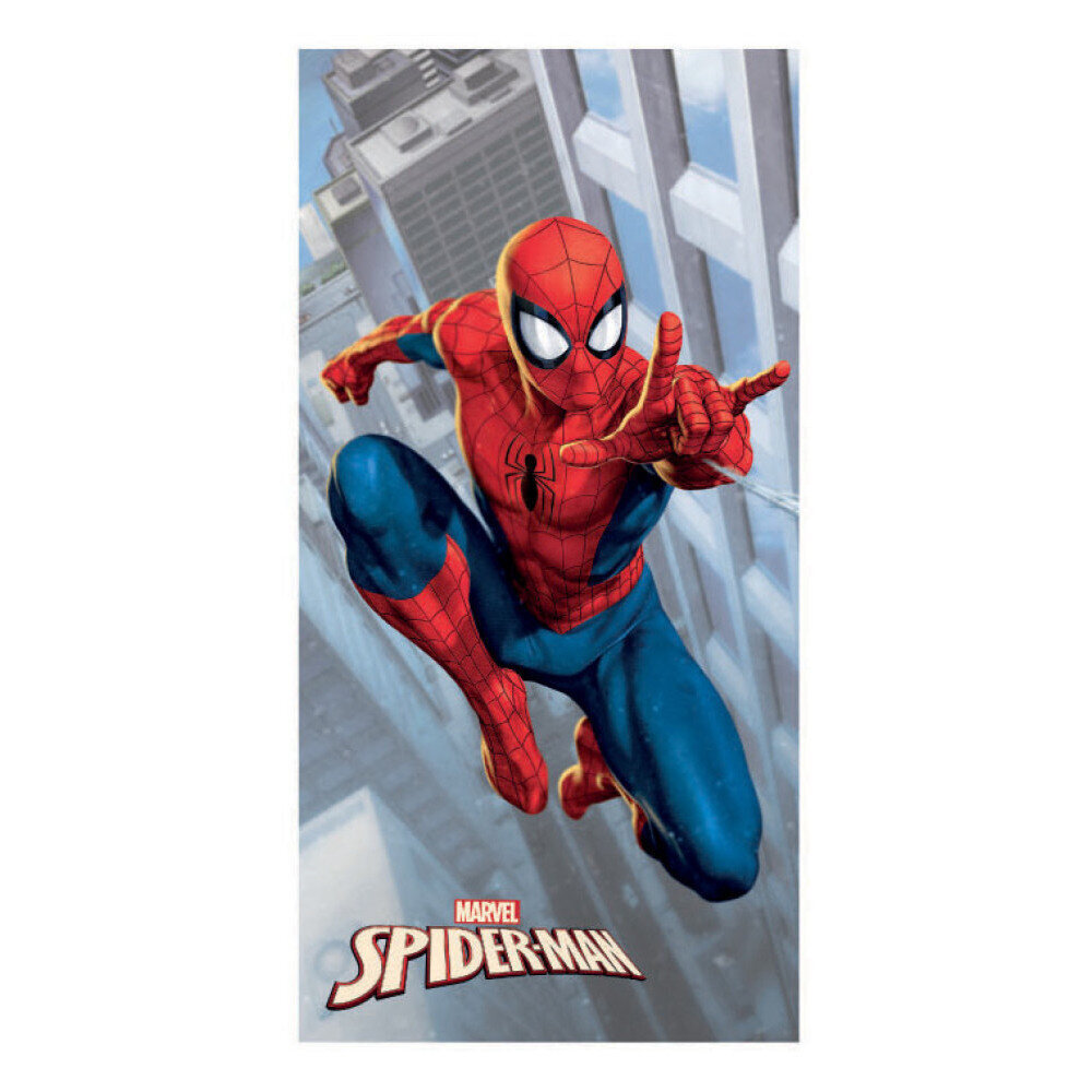 Laste rätik Spiderman City, 137 x 70 cm hind ja info | Rätikud, saunalinad | kaup24.ee