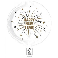 Одноразовые бумажные тарелки "С Новым годом" 23 см, 8 шт. цена и информация | Праздничная одноразовая посуда | kaup24.ee