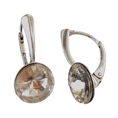 Серебряные серьги с кристаллами I.L.U.S 925, круглый камень 8 мм цена и информация | Серьги | kaup24.ee
