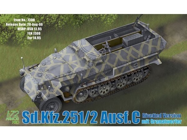 Dragon - Sd.Kfz.251/2 Ausf.C (Rivetted Version mit Granatwerfer), 1/72, 7308 цена и информация | Klotsid ja konstruktorid | kaup24.ee