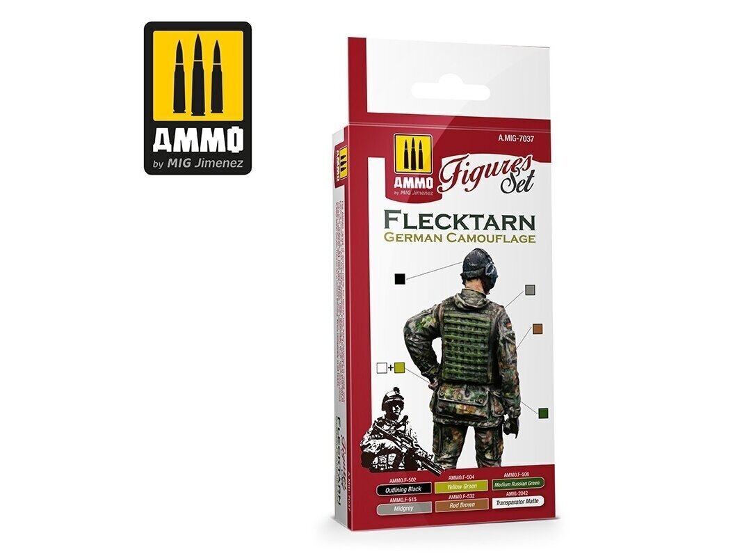 Akrüülvärvide komplekt Ammo, Flecktarn German Camouflage, 7037 hind ja info | Kunstitarbed, voolimise tarvikud | kaup24.ee