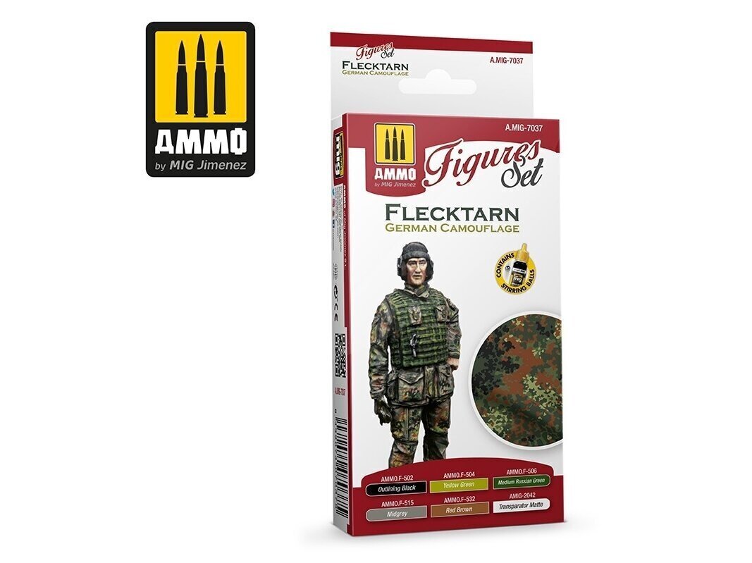 Akrüülvärvide komplekt Ammo, Flecktarn German Camouflage, 7037 hind ja info | Kunstitarbed, voolimise tarvikud | kaup24.ee