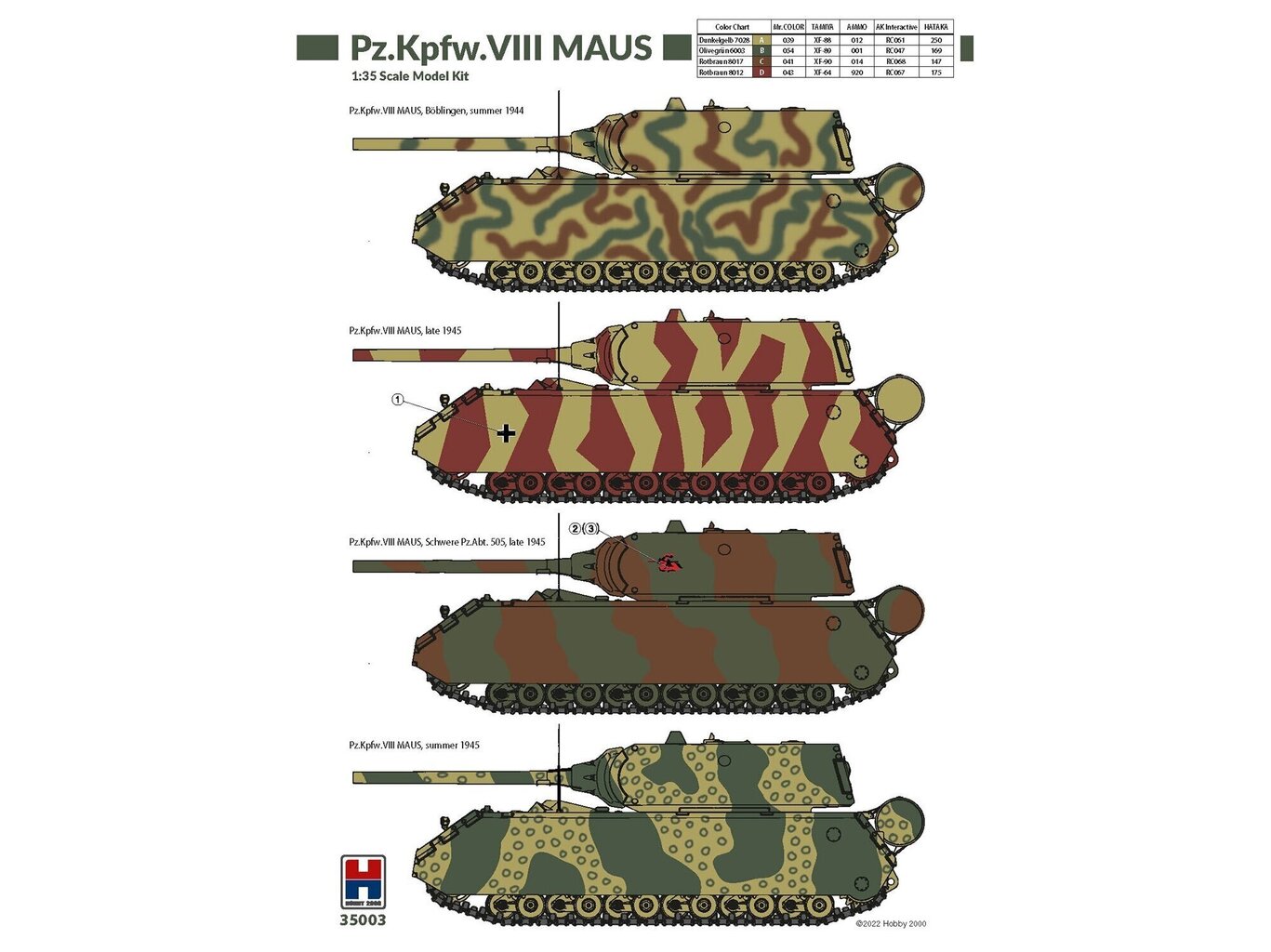 Hobby 2000 - Pz.Kpfw. VIII Maus, 1/35, 35003 цена и информация | Klotsid ja konstruktorid | kaup24.ee