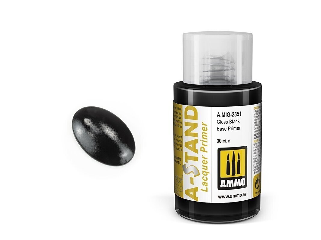 Kruntvärv Ammo Mig A-Stand Gloss Black Base Primer 2351, 30 ml hind ja info | Kunstitarbed, voolimise tarvikud | kaup24.ee