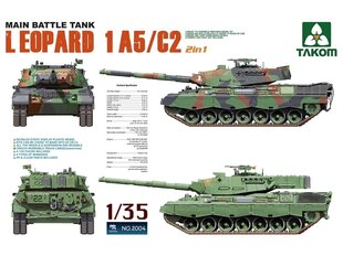 Takom - Main Battle Tank Leopard 1 A5/C2, 1/35, 2004 hind ja info | Klotsid ja konstruktorid | kaup24.ee