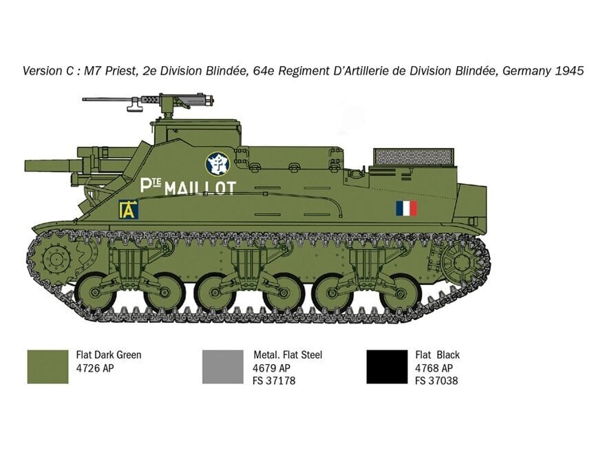 Mudelkomplekt Italeri M7 Priest Howitzer Motor Carriage, 1/35, 6580 hind ja info | Klotsid ja konstruktorid | kaup24.ee