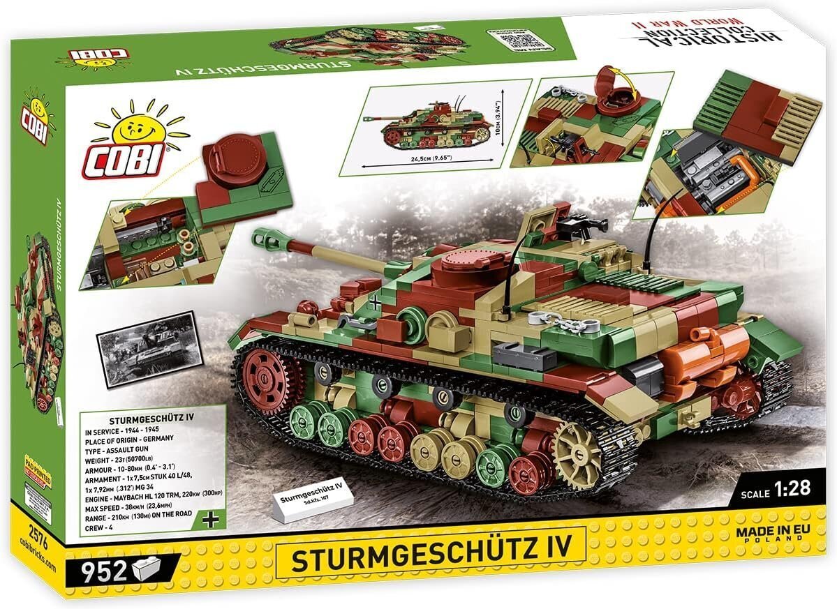 Mudelkomplekt Cobi Plastkonstruktorid Sturmgeschütz IV Sd.Kfz.167, 1/28, 2576 цена и информация | Klotsid ja konstruktorid | kaup24.ee