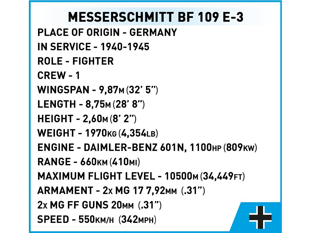 Plastkonstruktorid Messerschmitt Bf 109 E-3, 1/32, 5727 цена и информация | Klotsid ja konstruktorid | kaup24.ee