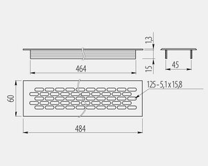 Ventilatsioonigrill GTV valge, 480 x 60 mm hind ja info | Vannitoa ventilaatorid | kaup24.ee