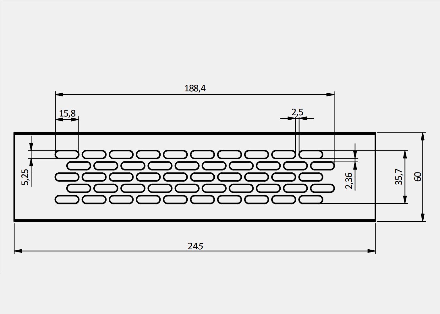 Ventilatsioonirest GTV, 245 x 60 mm цена и информация | Vannitoa ventilaatorid | kaup24.ee