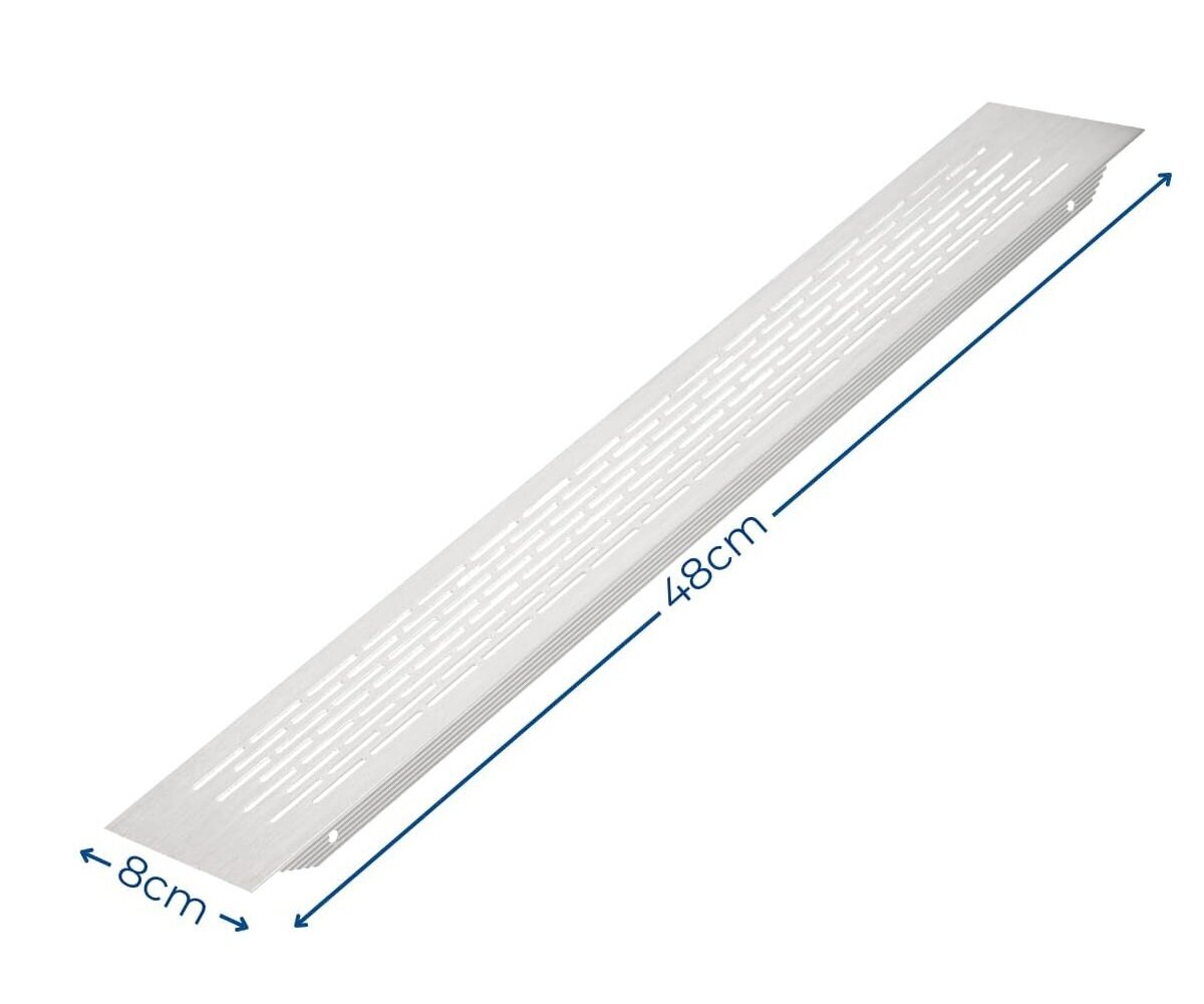 Poleeritud terasest värvi tuulutusgrill GTV, 480 x 80 mm hind ja info | Vannitoa ventilaatorid | kaup24.ee