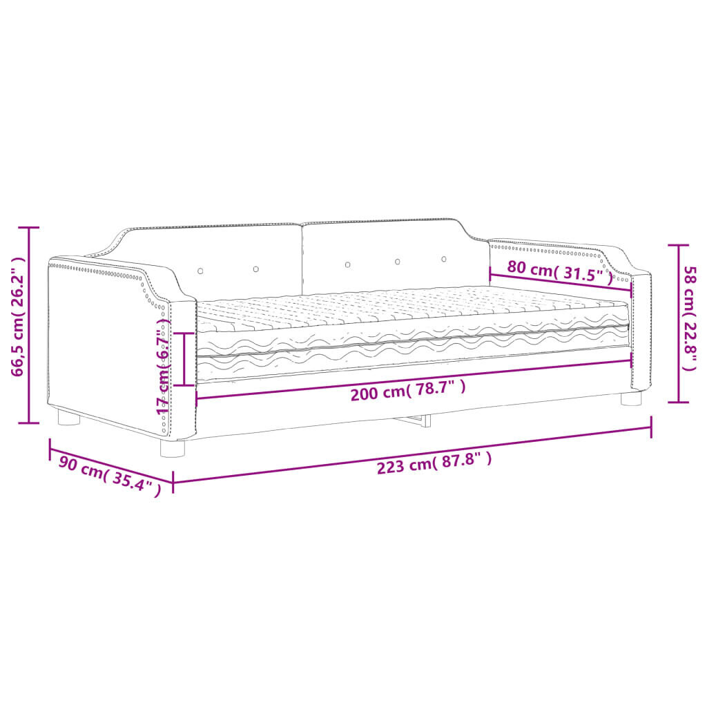 Voodi madratsiga vidaXL, 80x200 cm, hall hind ja info | Voodid | kaup24.ee