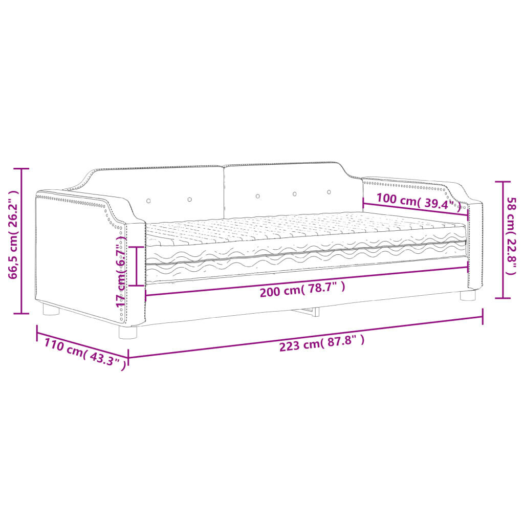 Voodi madratsiga vidaXL, 100x200cm, beež hind ja info | Voodid | kaup24.ee