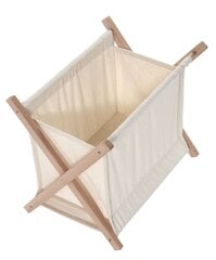 FOLDING BASKET / LAUNDRY BAG, FRAME WOOD, COTTON, BEIGE COLOR. hind ja info | Vannitoa sisustuselemendid ja aksessuaarid | kaup24.ee