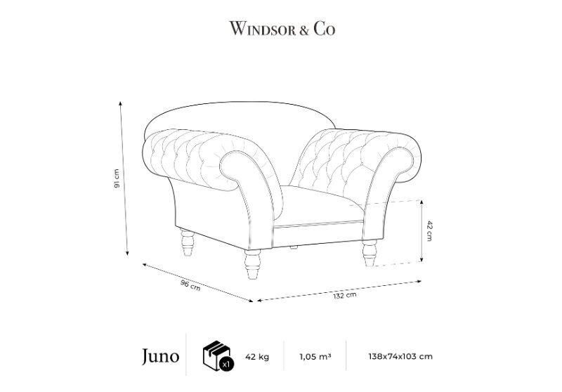 Fotelis Windsor & Co Juno, 132x96x91 cm, hall/must цена и информация | Tugitoolid ja tugitoolvoodid | kaup24.ee