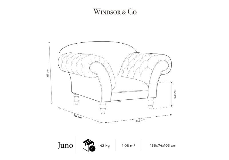 Fotelis Windsor & Co Juno, 132x96x91 cm, hall/kuldne цена и информация | Tugitoolid ja tugitoolvoodid | kaup24.ee