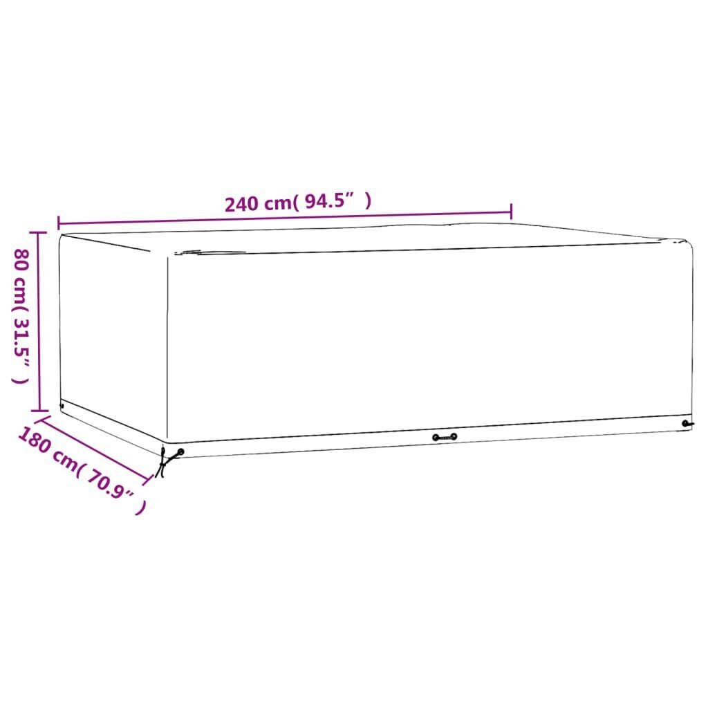 Välimööbli katted vidaXL, 2 tk, 240 x 180 x 80 cm, must hind ja info | Toolipadjad ja -katted | kaup24.ee