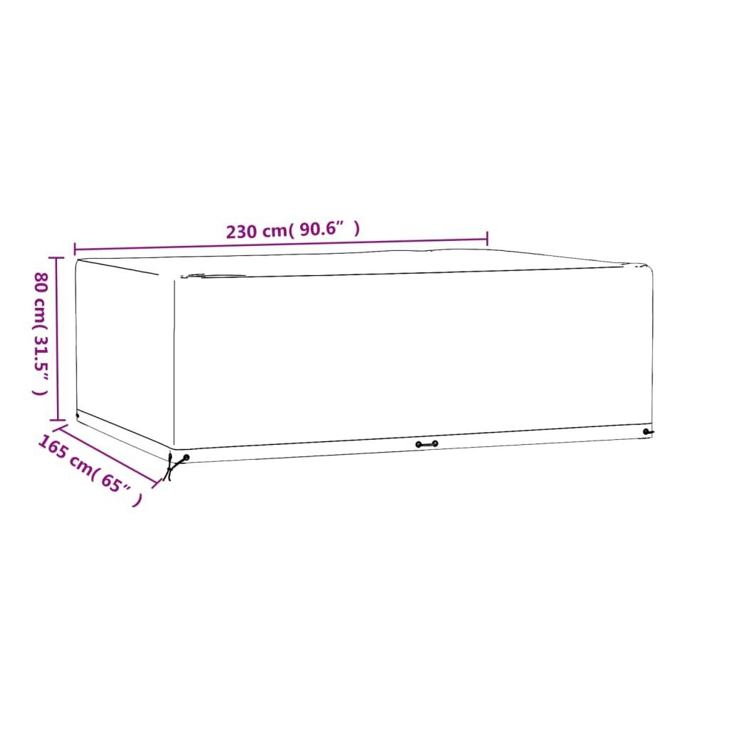 Välimööbli katted vidaXL, 2 tk, 230 x 165 x 80 cm, must hind ja info | Toolipadjad ja -katted | kaup24.ee