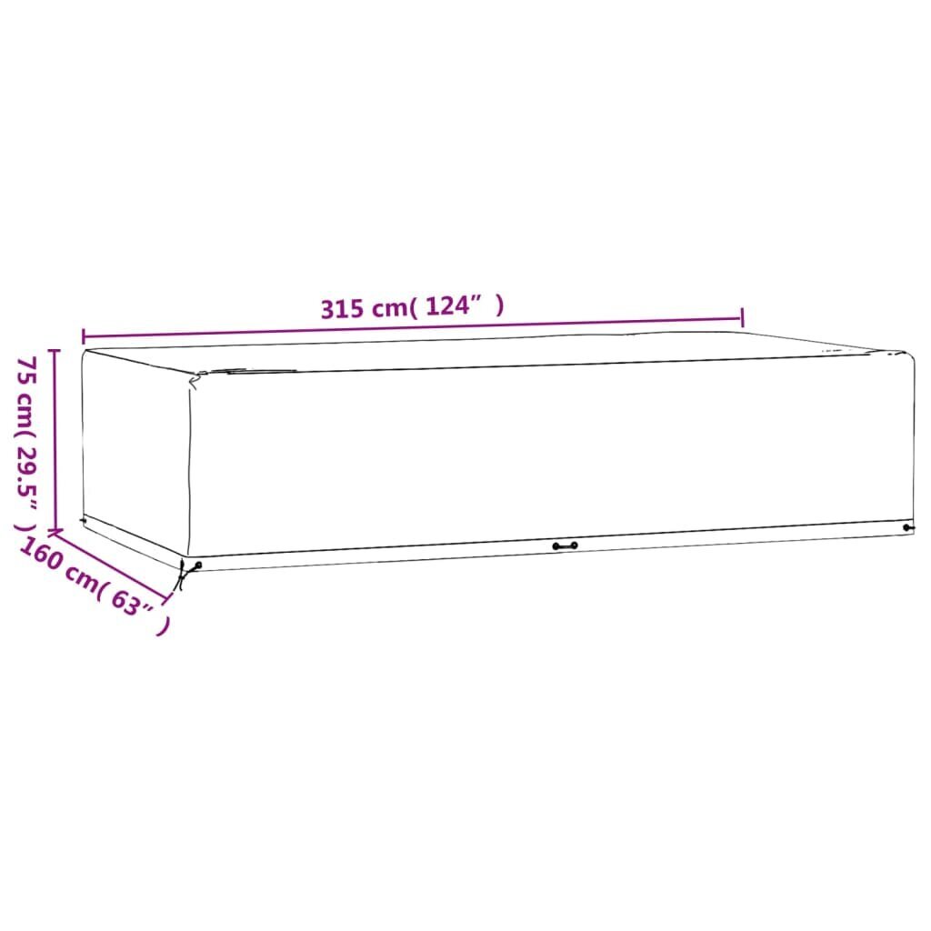 Aiamööbli kate, 2 tk, 315x160x75cm hind ja info | Toolipadjad ja -katted | kaup24.ee