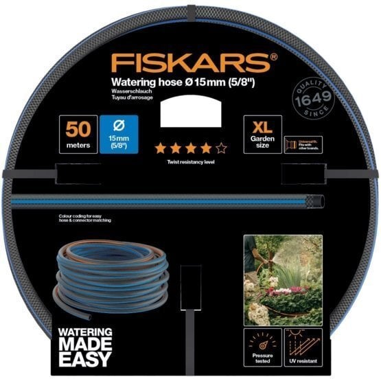 Aiavoolik Fiskars Q4, 15mm (5/8'') 50 m цена и информация | Kastekannud, voolikud, niisutus | kaup24.ee