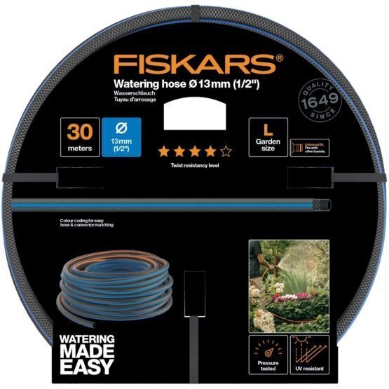 Aiavoolik Fiskars Q4, 13mm (1/2”) 30 m цена и информация | Kastekannud, voolikud, niisutus | kaup24.ee