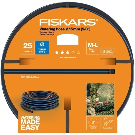 Aiavoolik Fiskars Q3, 15mm (5/8'') 25 m hind ja info | Kastekannud, voolikud, niisutus | kaup24.ee