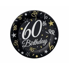 Бумажные тарелки B&C 60th Birthday, 18 см, 8 шт. цена и информация | Праздничная одноразовая посуда | kaup24.ee