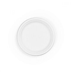 Тарелки, 17.8 см, 50 шт., белые, переработанное тростниковое волокно, 0.9 кг/пакет цена и информация | Праздничная одноразовая посуда | kaup24.ee