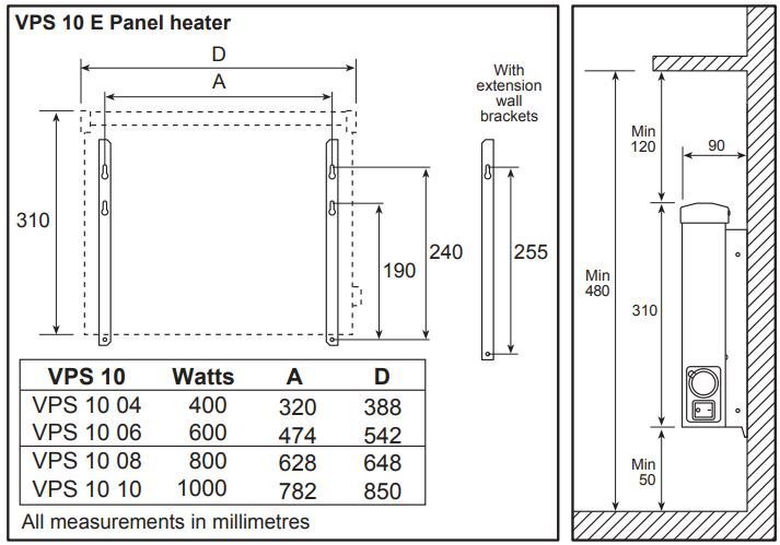 Pritsmekindel elektriradiaator VPS1010 EM 1000W цена и информация | Küttekehad | kaup24.ee