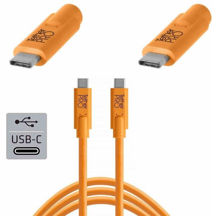 Kaabel Tether Tools Pro USB-C - USB-C 4,6m, oranž hind ja info | Mobiiltelefonide kaablid | kaup24.ee