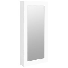 vidaXL seinale kinnitatav peegliga ehetekapp, valge, 30 x 8,5 x 67 cm hind ja info | Peeglid | kaup24.ee