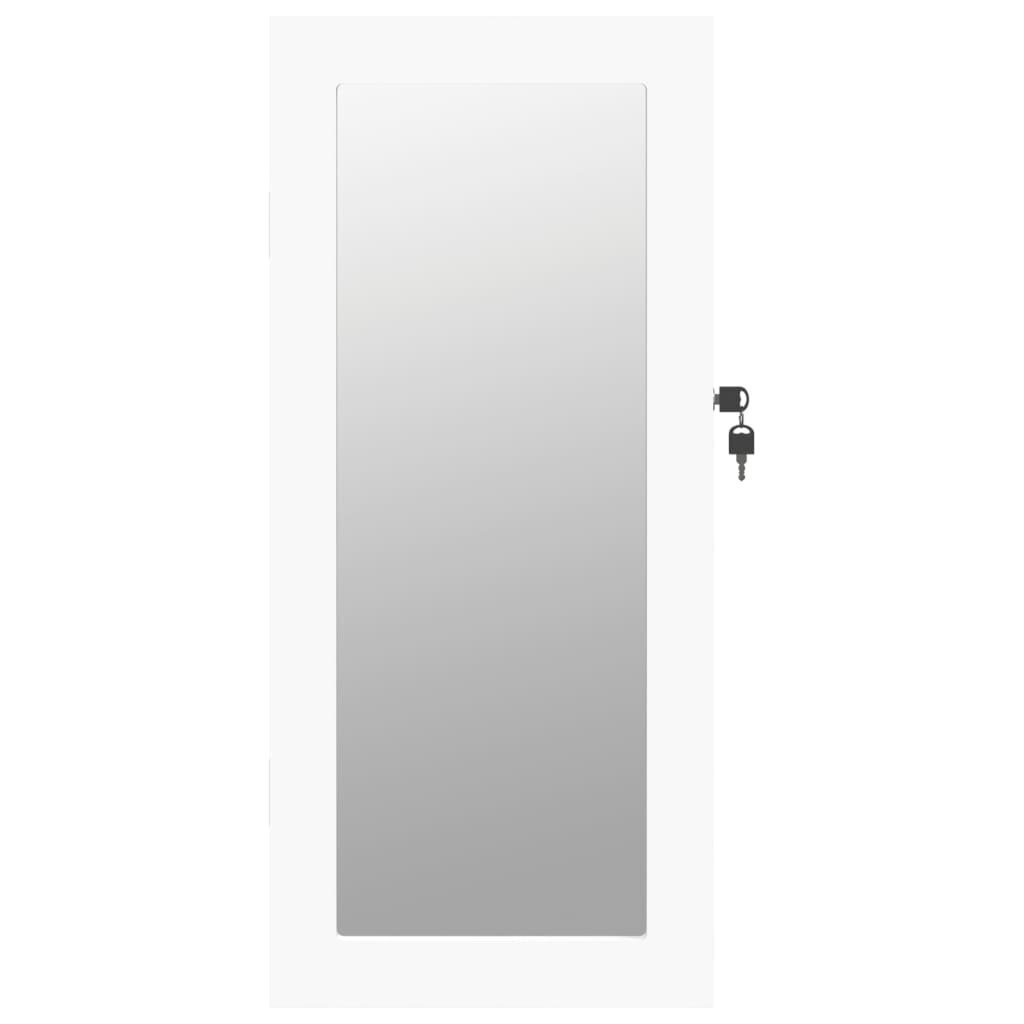 vidaXL seinale kinnitatav peegliga ehetekapp, valge, 30 x 8,5 x 67 cm hind ja info | Peeglid | kaup24.ee