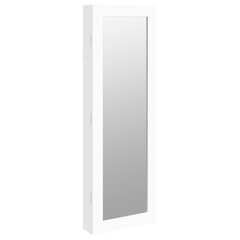 vidaXL seinale kinnitatav peegliga ehetekapp, valge, 30 x 8,5 x 90 cm hind ja info | Peeglid | kaup24.ee