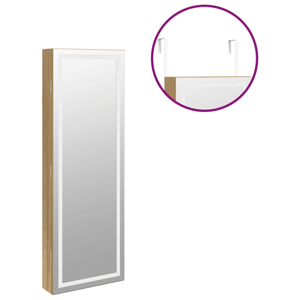 vidaXL seinale kinnitatav ehetekapp peegli ja LED-tuledega цена и информация | Peeglid | kaup24.ee
