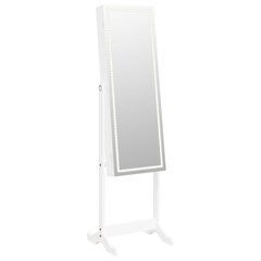 vidaXL ehetekapp peegli ja LED-valgustusega, eraldiseisev, valge цена и информация | Зеркала | kaup24.ee
