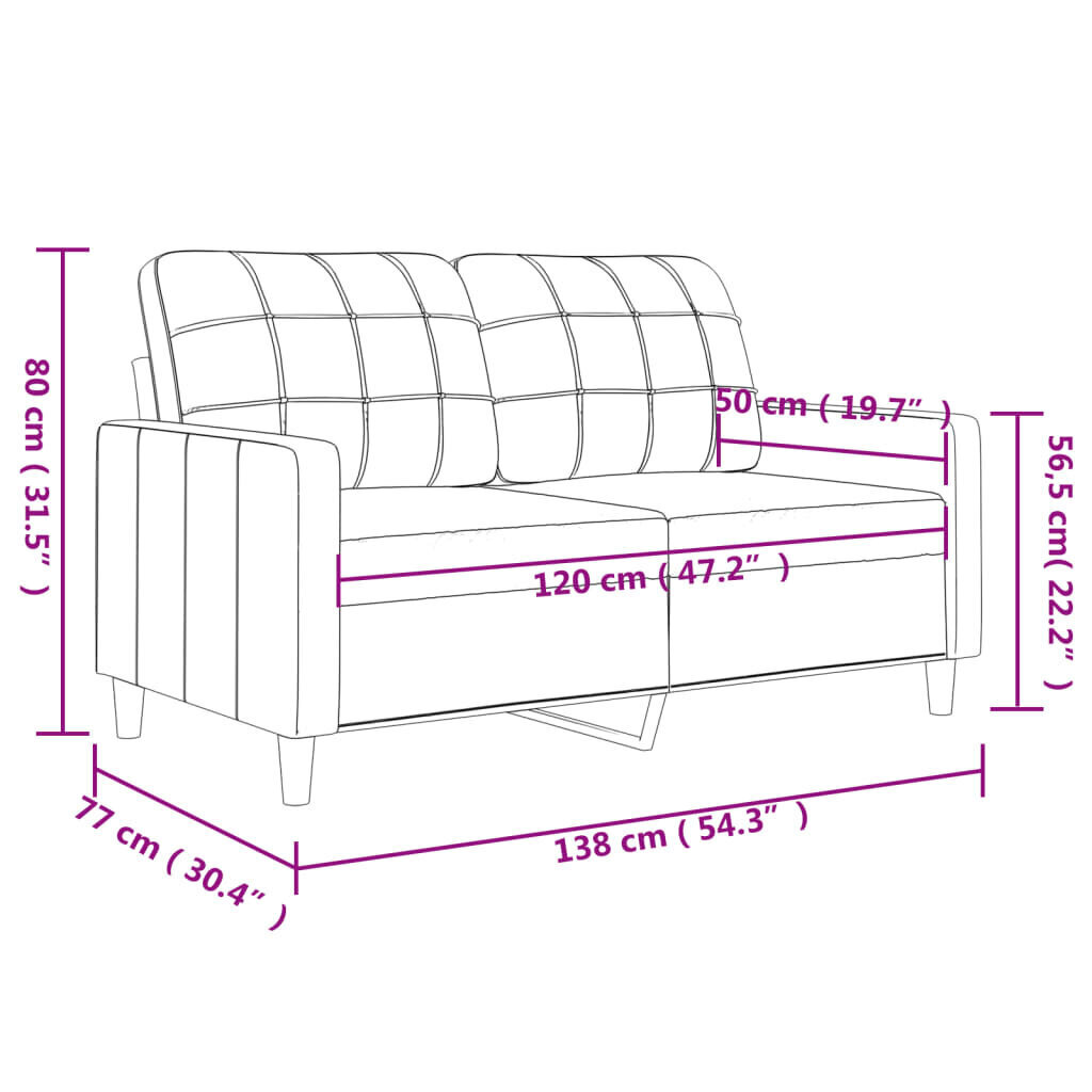 Kahekohaline diivan vidaXL, 120 cm, beež hind ja info | Diivanid ja diivanvoodid | kaup24.ee