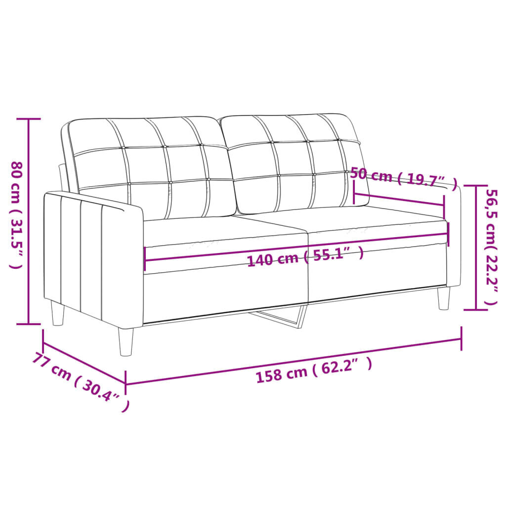 Kahekohaline diivan vidaXL, 140 cm, beež цена и информация | Diivanid ja diivanvoodid | kaup24.ee