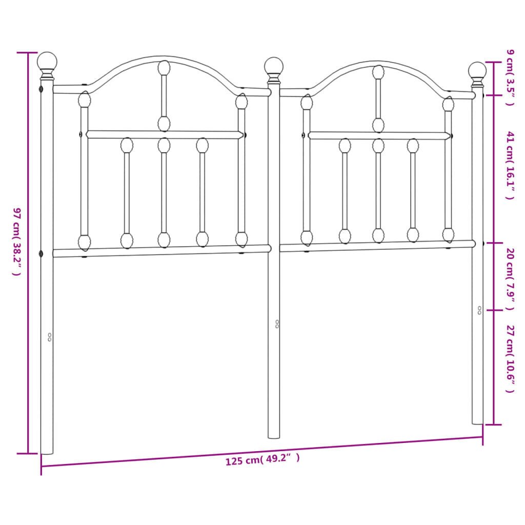 Metallist voodiVoodipeats vidaXL, 120 cm, valge цена и информация | Voodid | kaup24.ee