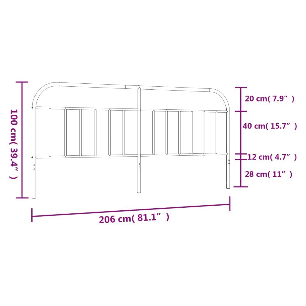 Metallist Voodipeats vidaXL, 200 cm, must цена и информация | Voodid | kaup24.ee